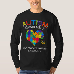 T-shirt Sensibilisation sur l'autisme Mois Amour Coeur Puz