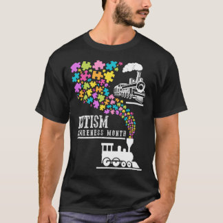 T-shirt Sensibilisation sur l'autisme Mois Puzzles Train