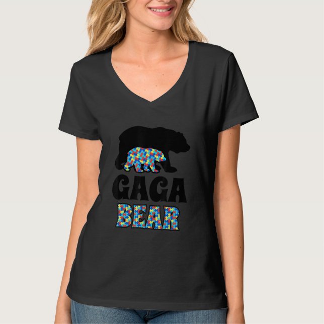 T-shirt Sensibilisation sur l'autisme Ours Gaga (Devant)
