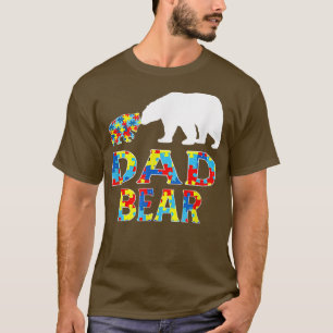 T-shirt Sensibilisation sur l'autisme Papa Soutien Ours Au