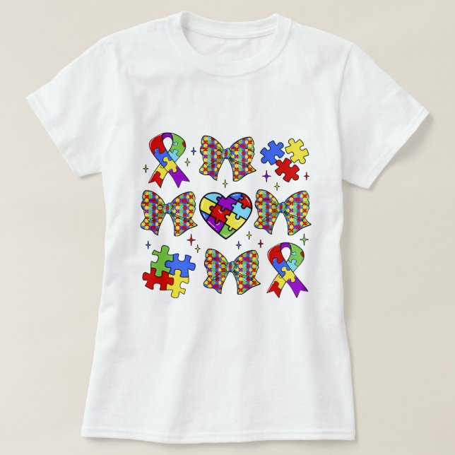 T-shirt Sensibilisation sur l'autisme Puzzle Pièce Coquett (Design devant)