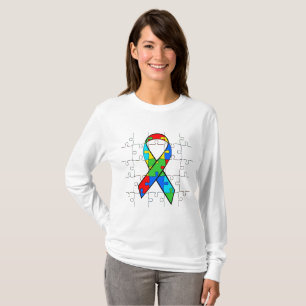 T-shirt Sensibilisation sur l'autisme Puzzle Pièces Ribbon
