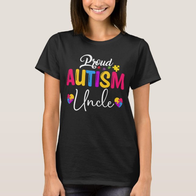 T-shirt Sensibilisation sur l'autisme Puzzle Ruban Fière A (Devant)