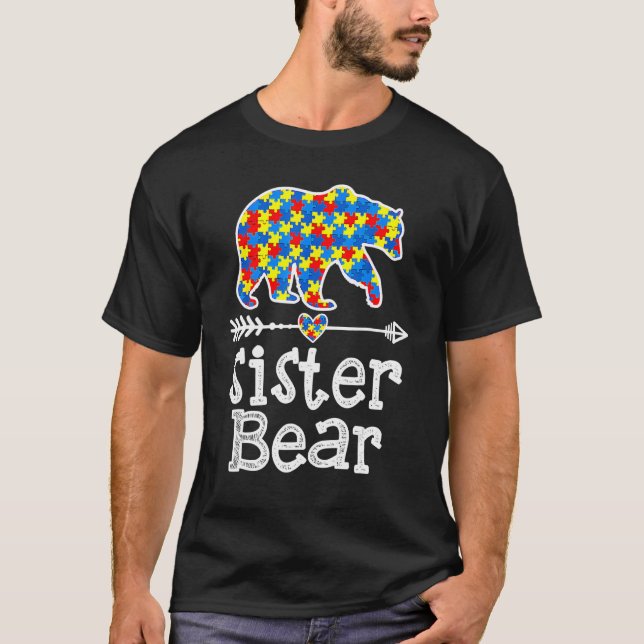T-shirt Sensibilisation sur l'autisme Soeur Ours Soutien A (Devant)