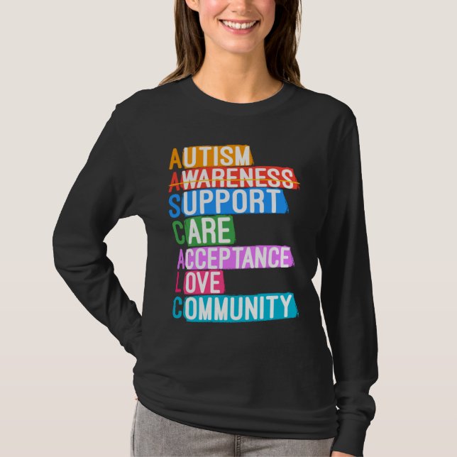 T-shirt Sensibilisation sur l'autisme Support Soins Accept (Devant)