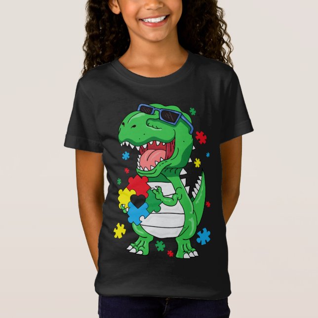 T-Shirt Sensibilisation sur l'autisme T Rex Dinosaur Puzzl (Devant)
