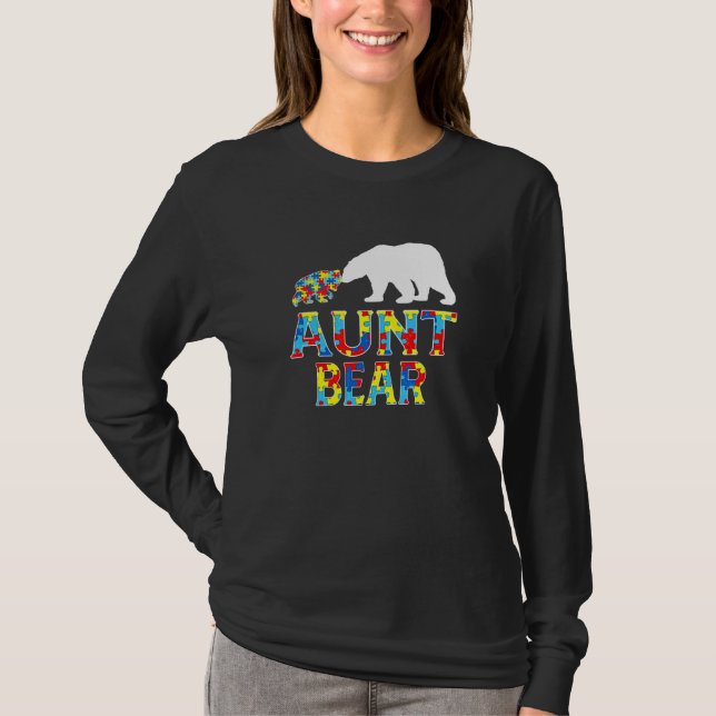T-shirt Sensibilisation sur l'autisme Tante Ours Puzzle Su (Devant)