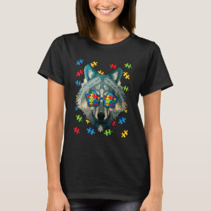 T-shirt Sensibilisation sur l'autisme Wolf Puzzle Lunettes