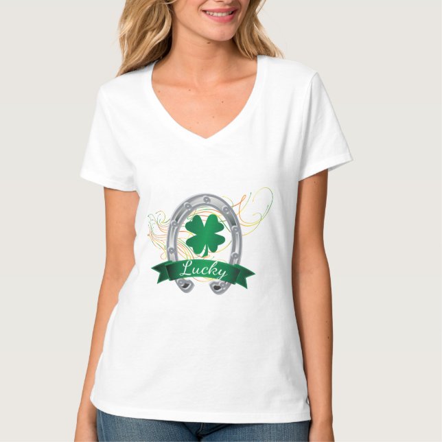 T-shirt Sentiment de chance 🍀 Shamrock Clovers (Devant)