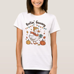 T-shirt Sentiment d'Oie Automnal Latte de Citrouille