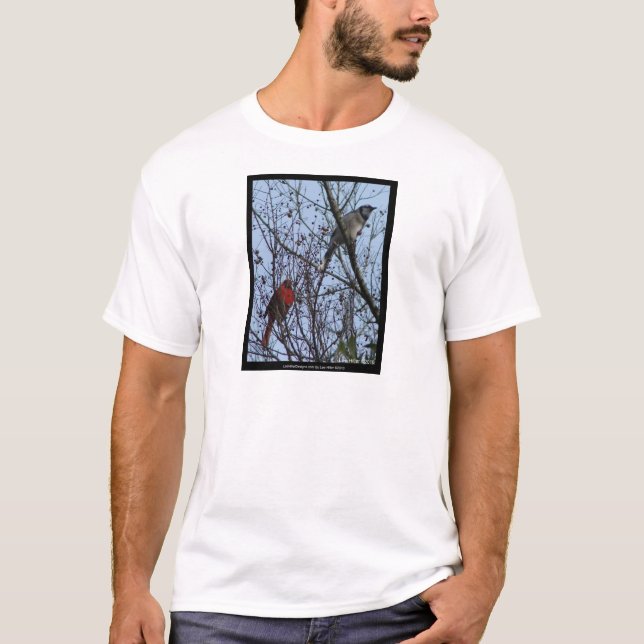 T-shirt Sentinels Blue Jay et Cardinal par Lee Hiller (Devant)