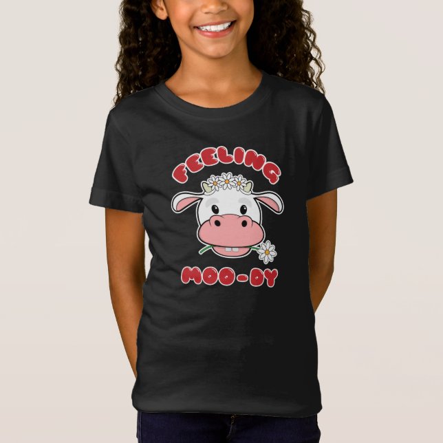 T-Shirt Sentir Moo-dy | Citation de vaches de caricature m (Devant)