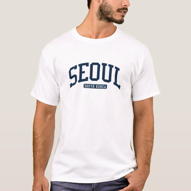 T-shirt Seoul South Korea College Style Marine (Devant)