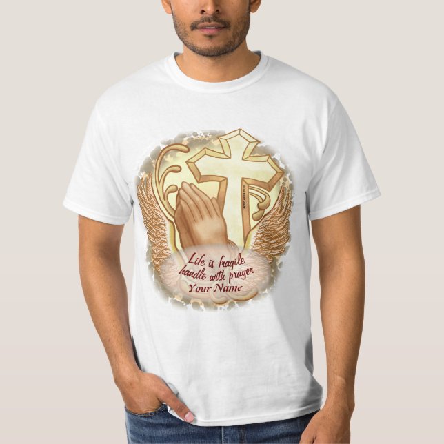 T-shirt Sepia Prayer Mains Christian (Devant)