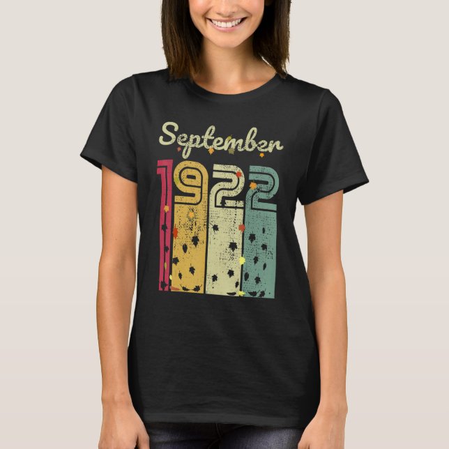T-shirt Septembre 1922 100 ans Retro Automne 100e Birt (Devant)