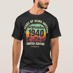 T-shirt Septembre 1940 81ème Année Anniversaire Cadeau Pou