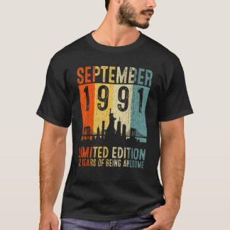 T-shirt Septembre 1991 32 Ans D'Être Impressionnant