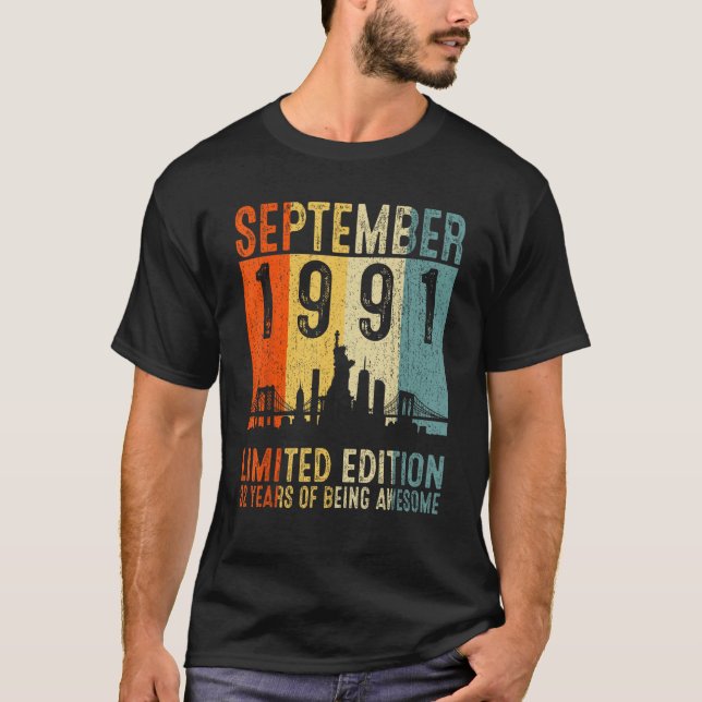 T-shirt Septembre 1991 32 Ans D'Être Impressionnant (Devant)