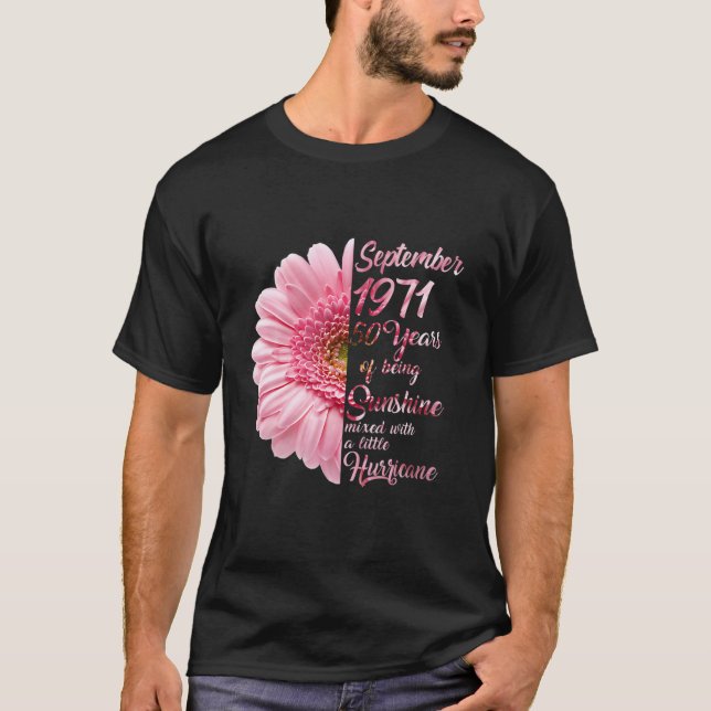 T-shirt Septembre Fille 1971 T 50 Ans 50E Anniversaire (Devant)