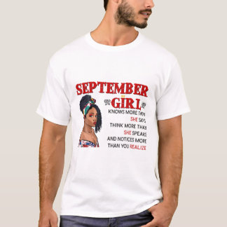 T-shirt Septembre Fille Anniversaire Américaine Black Wome