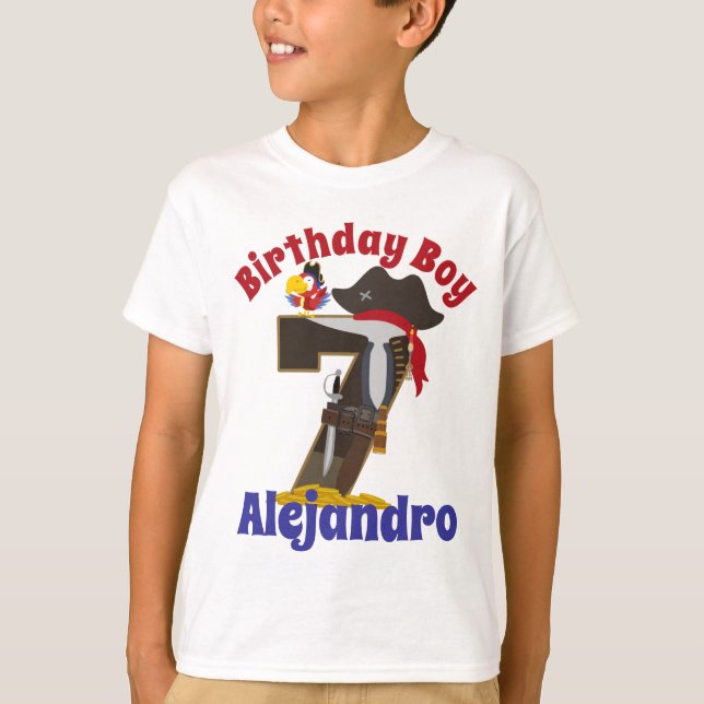 T-shirt Septième garçon d'anniversaire Pirate 7e (Devant)