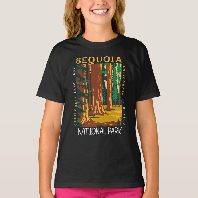 T-shirt Sequoia National Park California Retro perturbé (Devant)