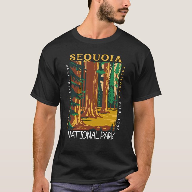 T-shirt Sequoia National Park California Retro perturbé (Devant)