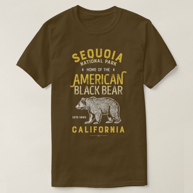T-shirt Sequoia National Park Vintage California Bear Cade (Design devant)