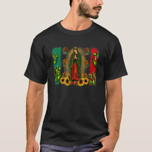 T-shirt Serape Mexicain Turquoise Notre-Dame de Guadalupe 