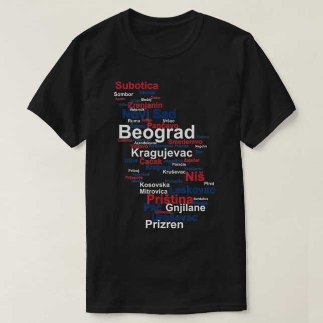T-shirt Serbie Outline, Srbija, Serbian Pride, Yougoslavie (Design devant)