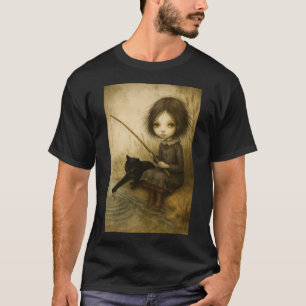 T-shirt Serena et son chat : Une journée calme au bord de