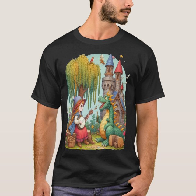 T-shirt Serenade de dragon par une princesse mystique (Devant)