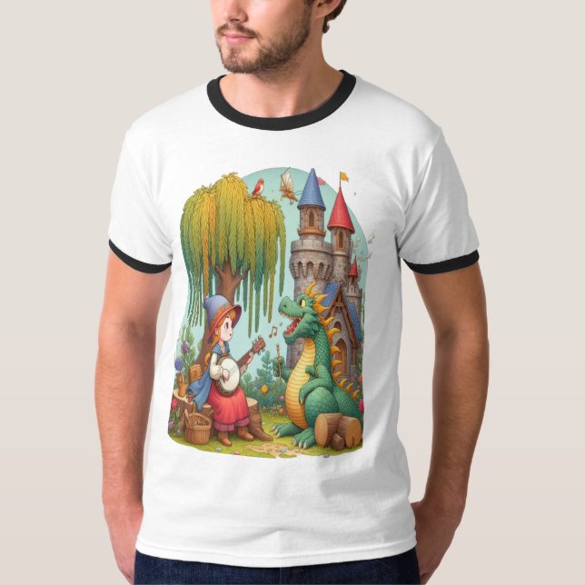 T-shirt Serenade de dragon par une princesse mystique (Devant)