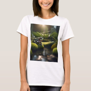 T-shirt Sérénité d'émeraude : Une grenouille verte au bord