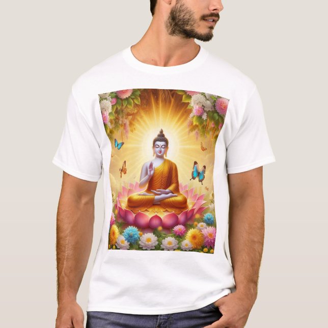 T-shirt Sérénité éclairée : Papier peint Lord Buddha (Devant)