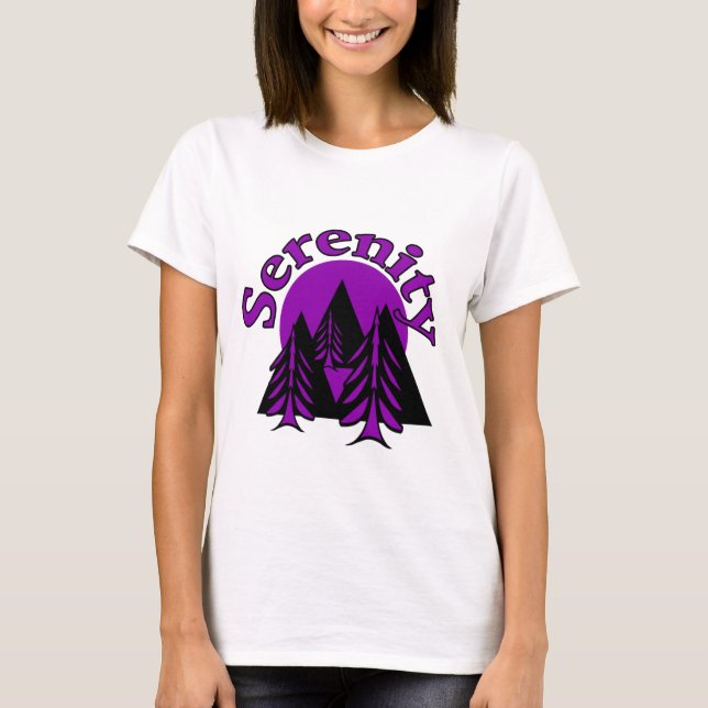 T-shirt SERENITY | Quota Modern Black Purple Moon Tree (Devant)