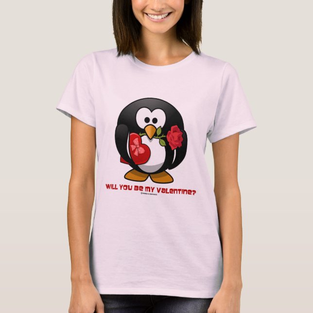 T-shirt Serez-vous mon Valentine ? (Coeur de Linux Tux (Devant)
