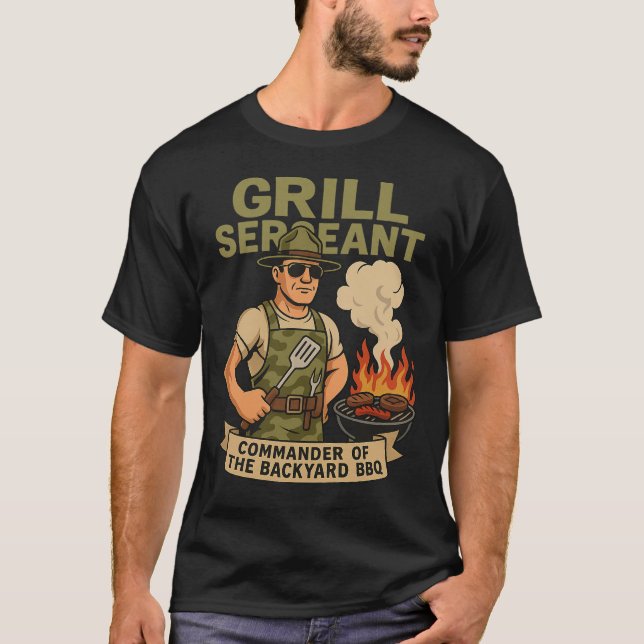 T-shirt Sergent Grill - Funky Fête des pères BBQ (Devant)