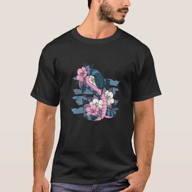 T-shirt Serpent à grande fleur Poisonus Serpent animal (Devant)