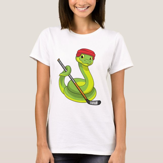 T-shirt Serpent au hockey sur glace avec bâton de hockey s (Devant)