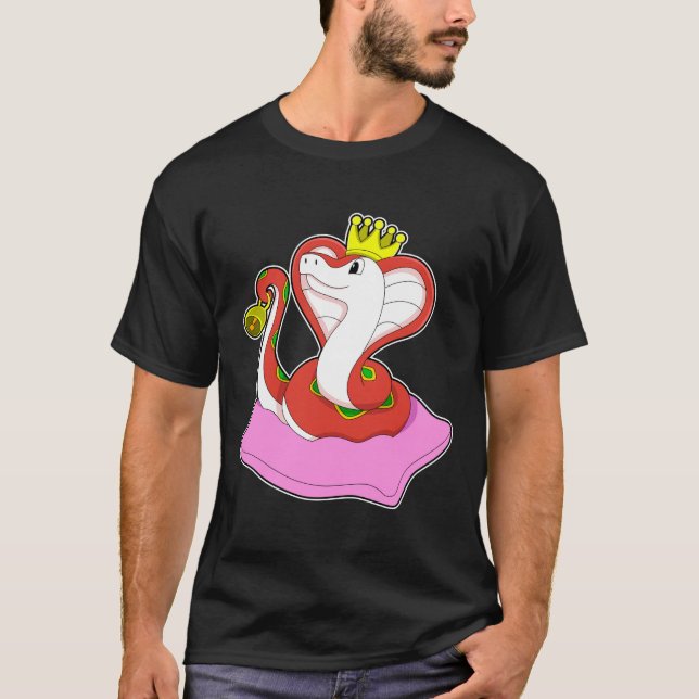 T-shirt Serpent comme roi avec Couronne (Devant)