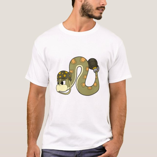 T-shirt Serpent comme soldat avec arme (Devant)