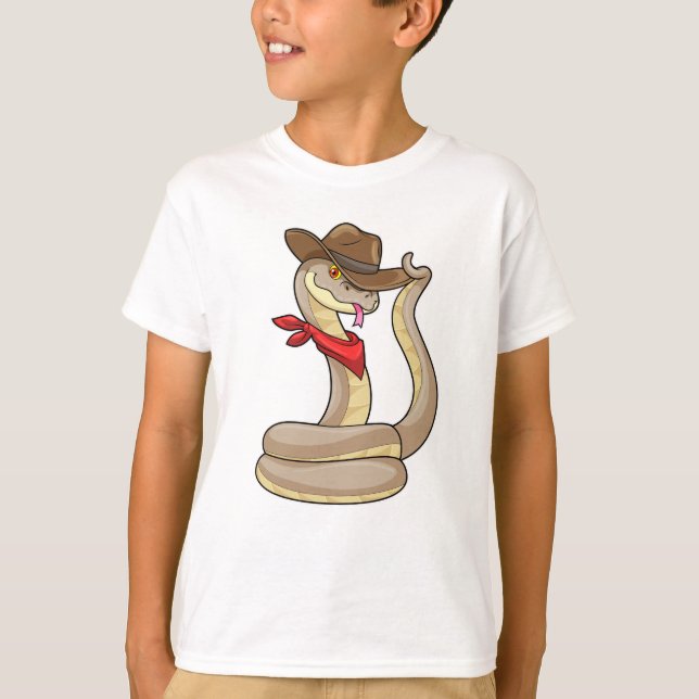 T-shirt Serpent en cowboy avec Écharpe (Devant)