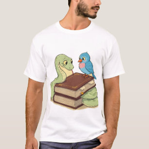 T-shirt Serpent et Oiseau Sages sur un livre