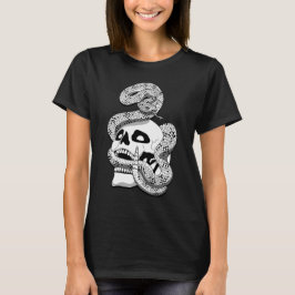 T-shirt Serpent noir et blanc gothique et crâne art foncé