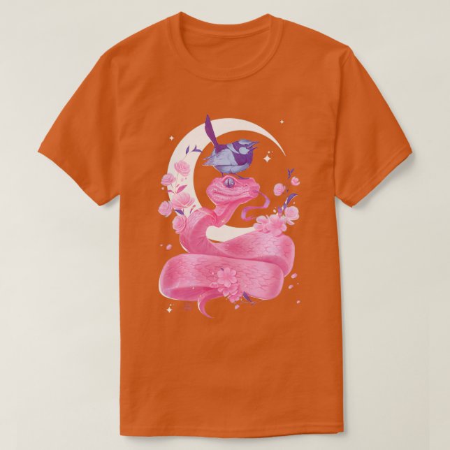 T-shirt Serpent rose et oiseau (Design devant)