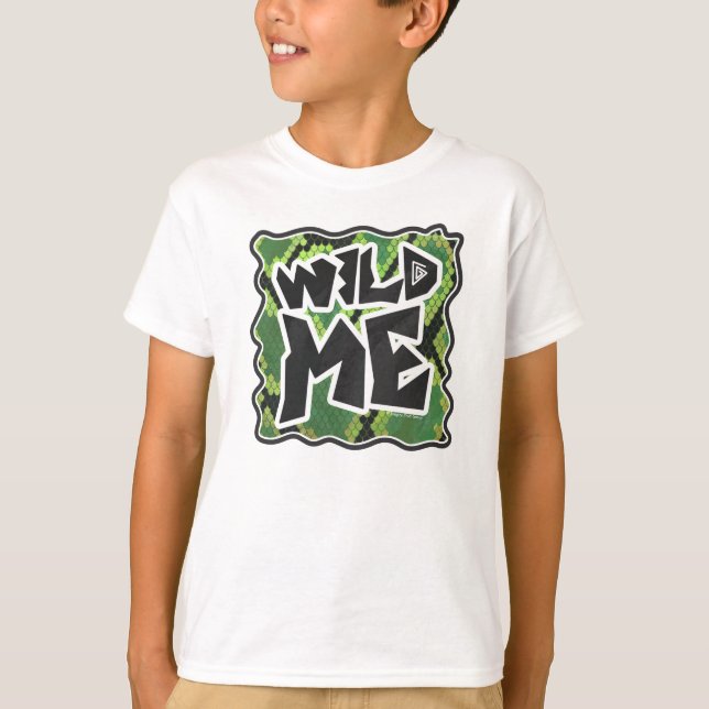 T-shirt Serpent Wild Me noir et vert impression (Devant)