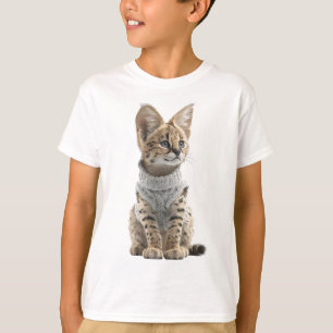 T-shirt Serval Chaton Douillet en Pull Gris pour Enfants