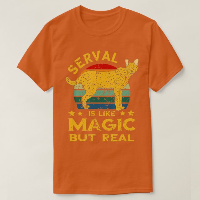 T-shirt Serval Retro Magie Mais Véritable Serval Chat Wild (Design devant)