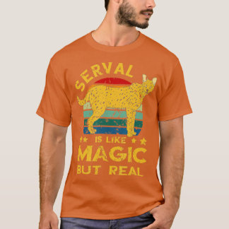 T-shirt Serval Retro Magie Mais Véritable Serval Chat Wild